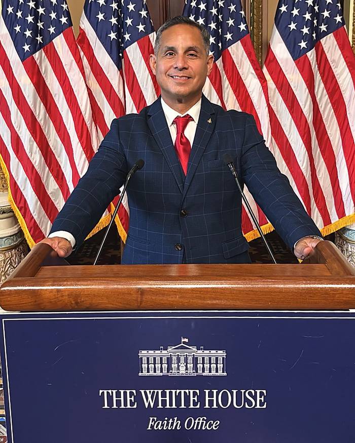 John Gwyn at the White House Faith Office podium